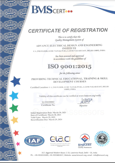 Electrical Design engineering course, certification course in electrical system design in delhi